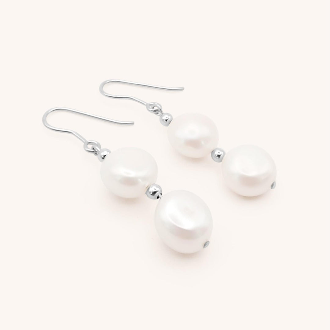 Sterling Silver Gloria Pearl Hook Earring, Silver