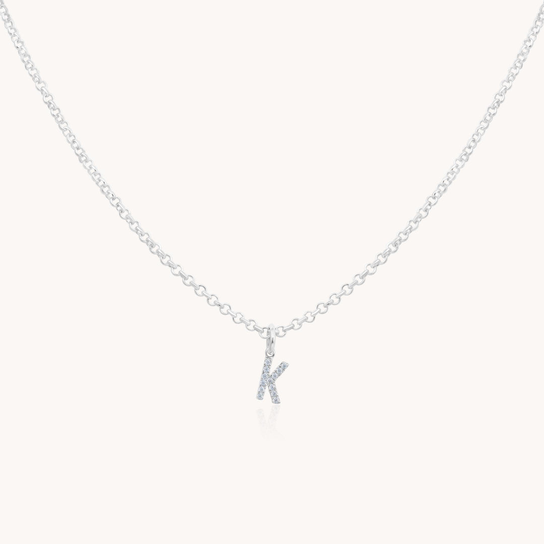 Sterling Silver Mini Crystal Initial Necklace