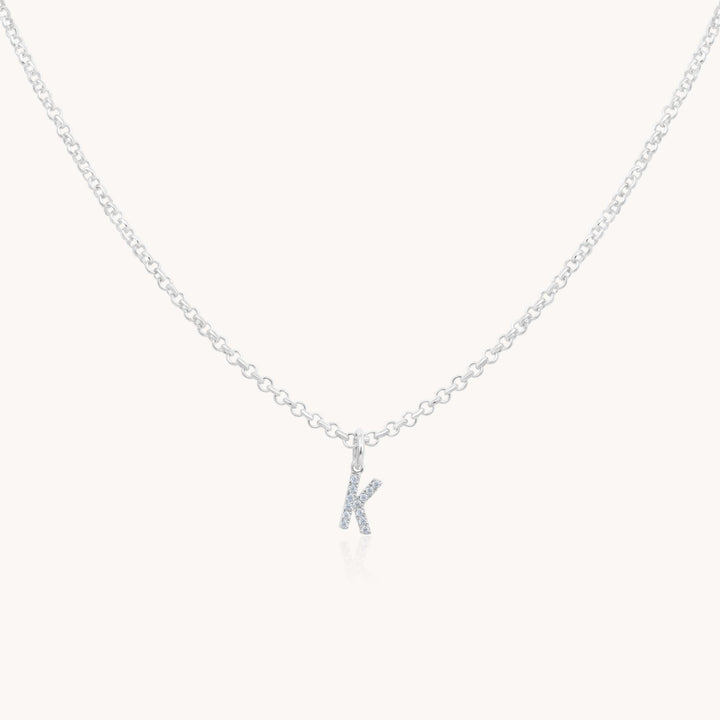 Sterling Silver Mini Crystal Initial Necklace