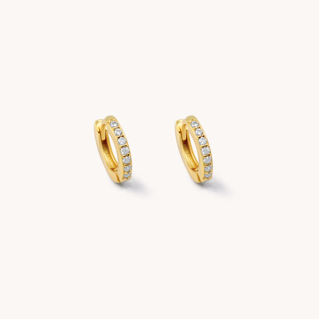 Sterling Silver Pavé Huggie Hoops, Gold