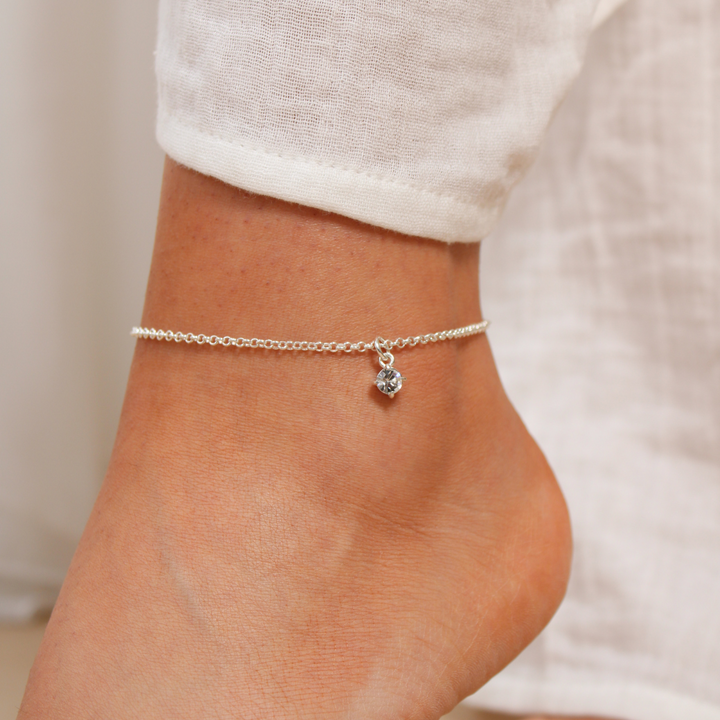 Sterling Silver Personalised Birthstone Anklet