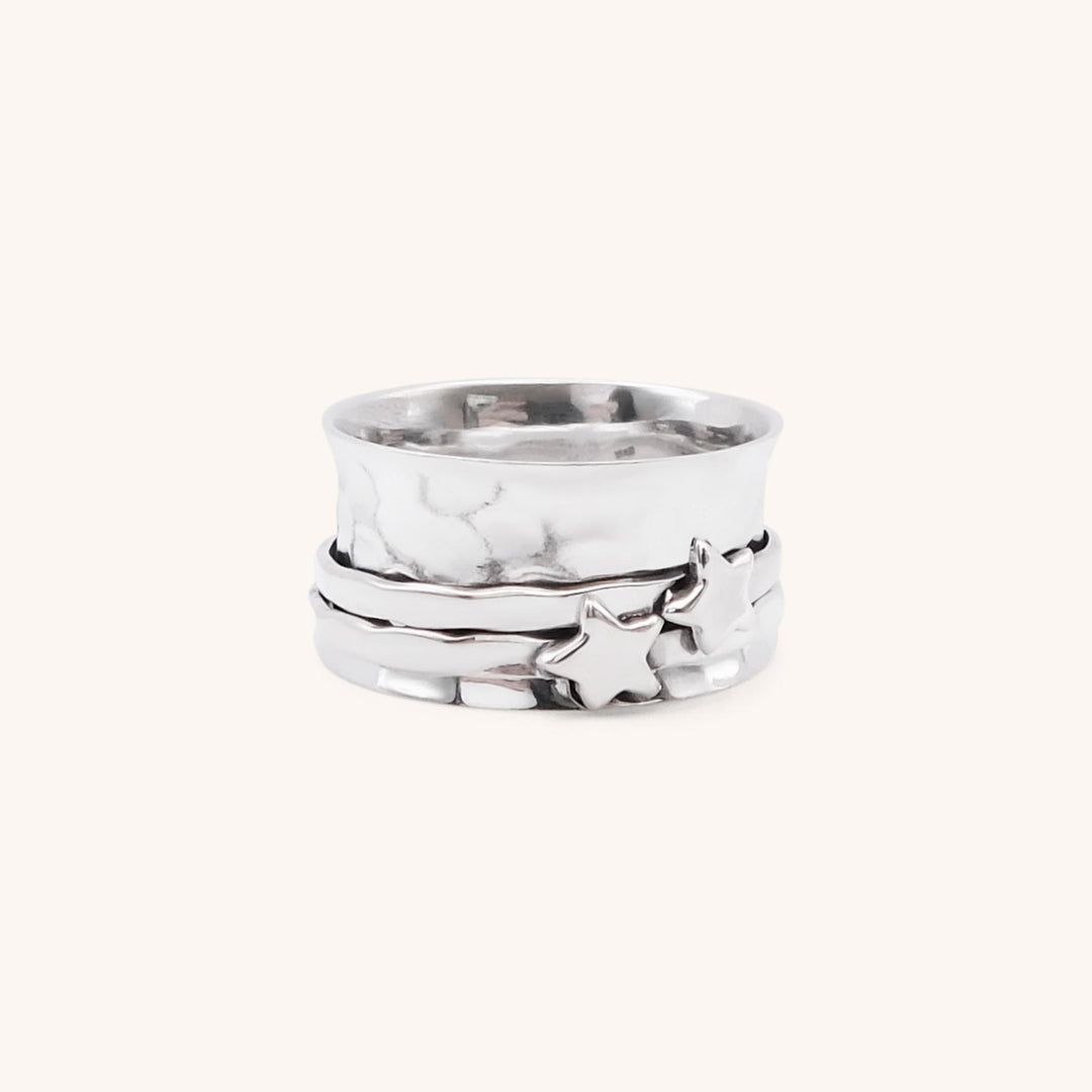 Sterling Silver Spinner Ring with Silver Stars