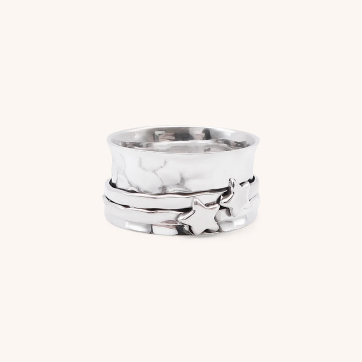 Sterling Silver Spinner Ring with Silver Stars