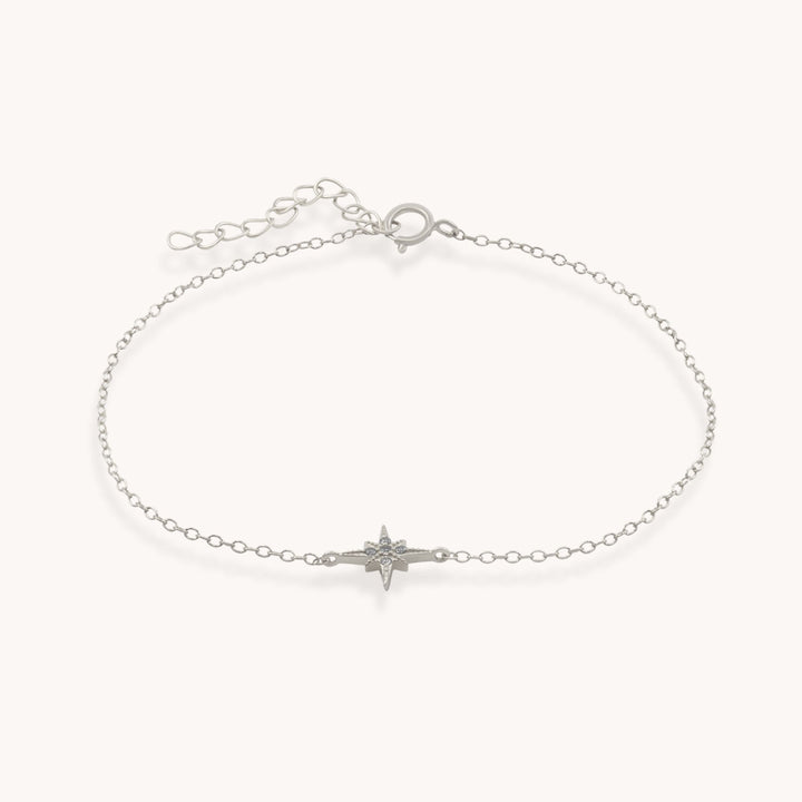 Sterling Silver Dainty Starburst Bracelet, Silver