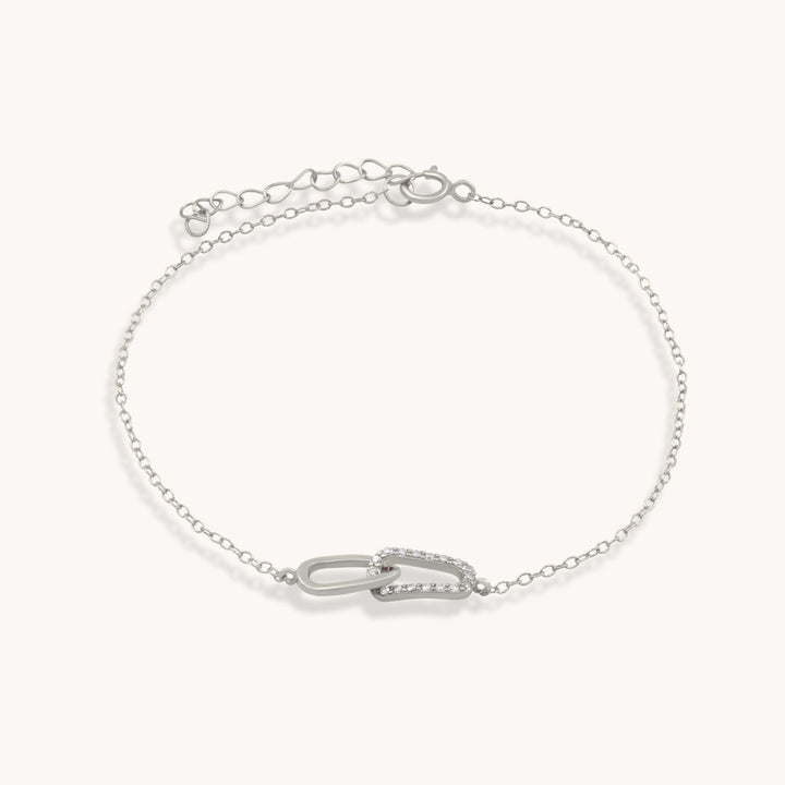 Sterling Silver Eternal Lock CZ Dainty Bracelet, Silver