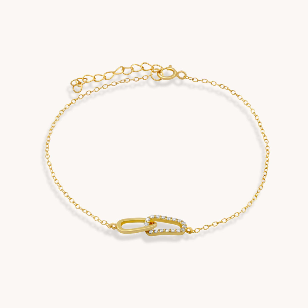 Sterling Silver Eternal Lock CZ Dainty Bracelet, Gold