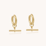 T-Bar Hoop Earrings, Gold