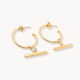 T-Bar Hoop Earrings, Gold