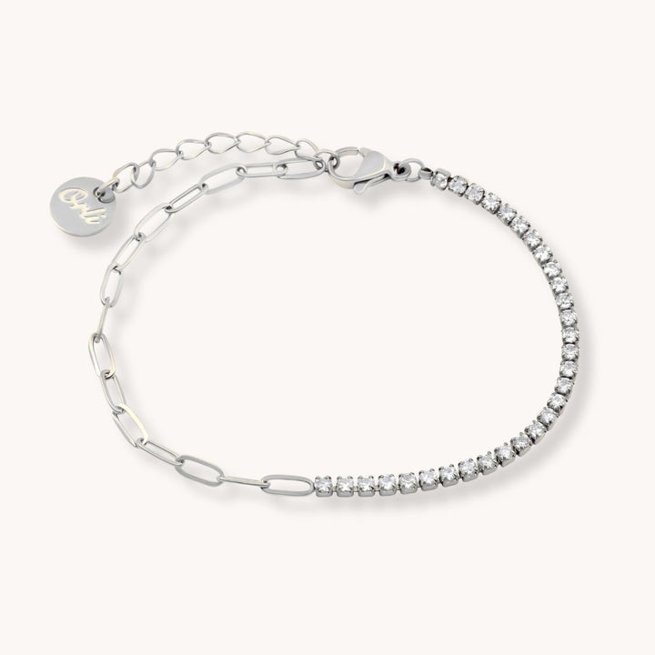 Tennis Paperclip Bracelet, Silver