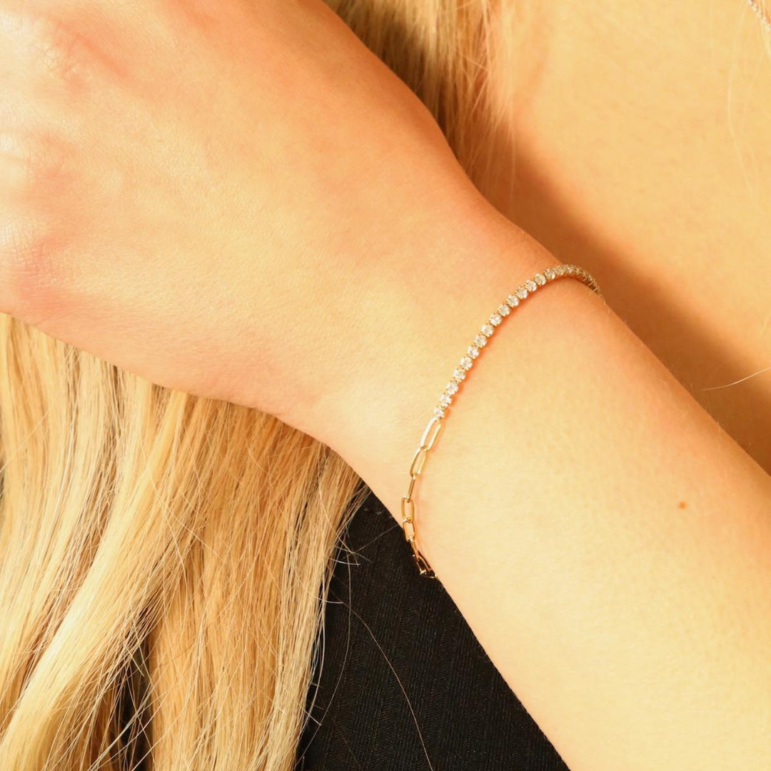 Tennis Paperclip Bracelet, Gold