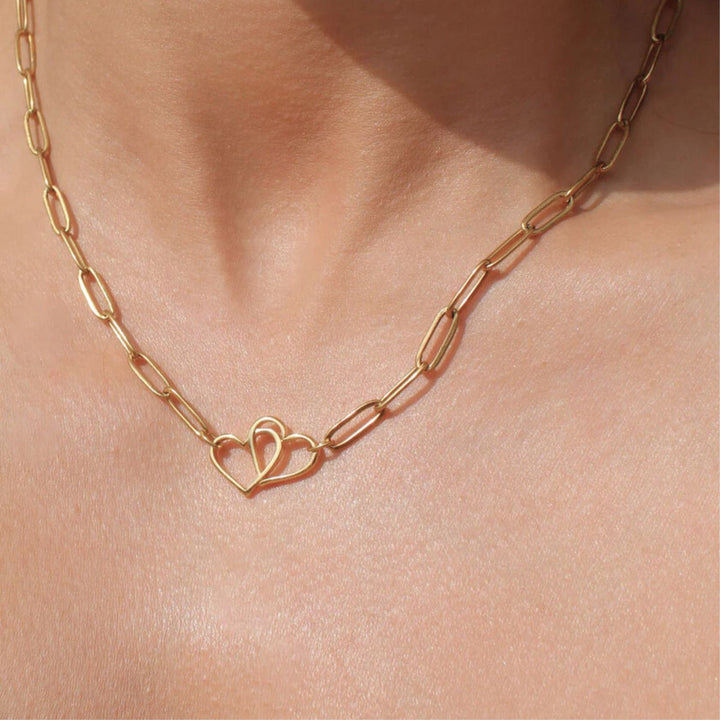 Eternal Heart Paperclip Necklace, Gold