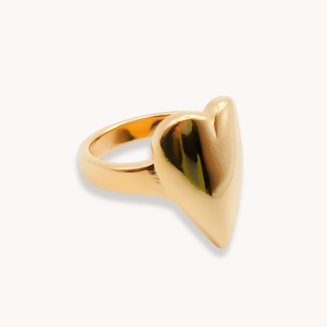 Chunky Solid Heart Ring, Gold