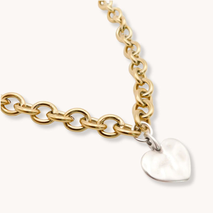 Hayley Heart Chunky Necklace, Gold & Silver