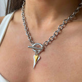 Hourglass Heart Chunky T-Bar Necklace, Silver & Gold