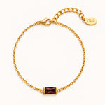 Ava Fine Birthstone Bracelet in Gold with January red birthstone