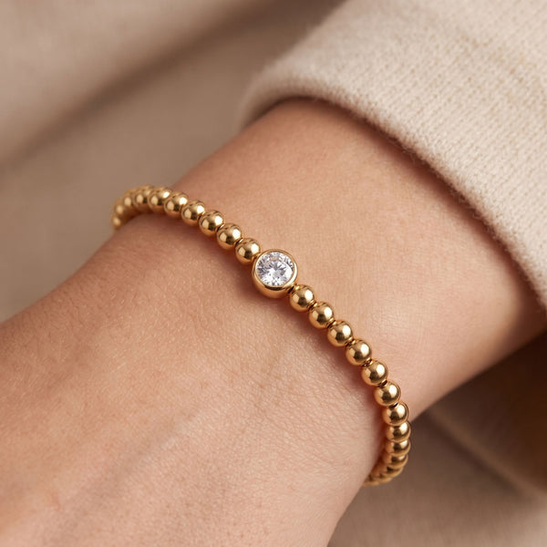 Beaded Crystal Bracelet in Gold
