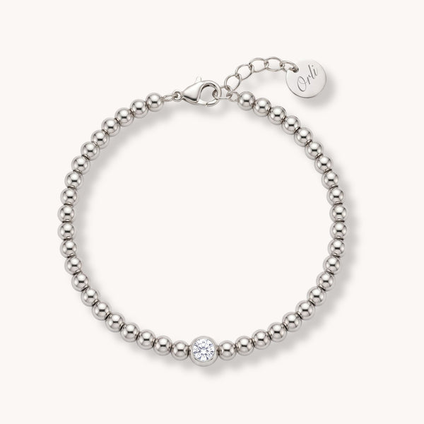 Beaded Crystal Bracelet in Silver