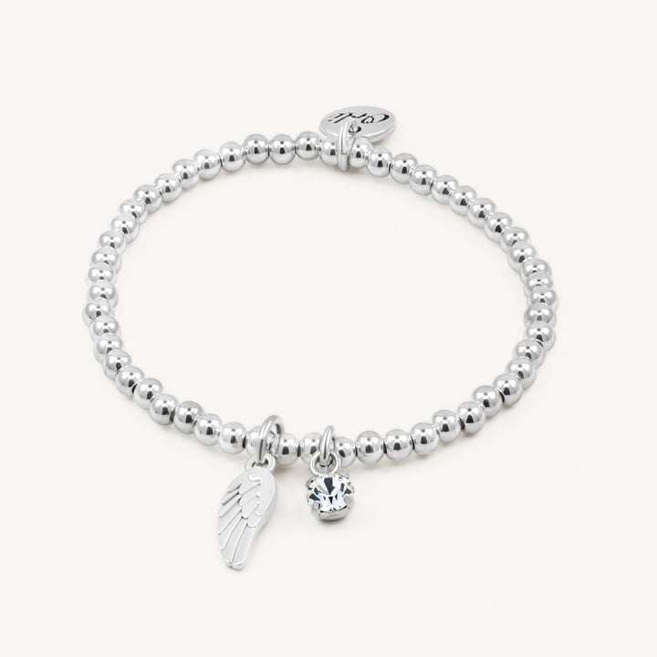 Angel Wing and Birthstone Personalised Beads Bracelet