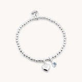 Puffed Heart & Birthstone Beads Bracelet
