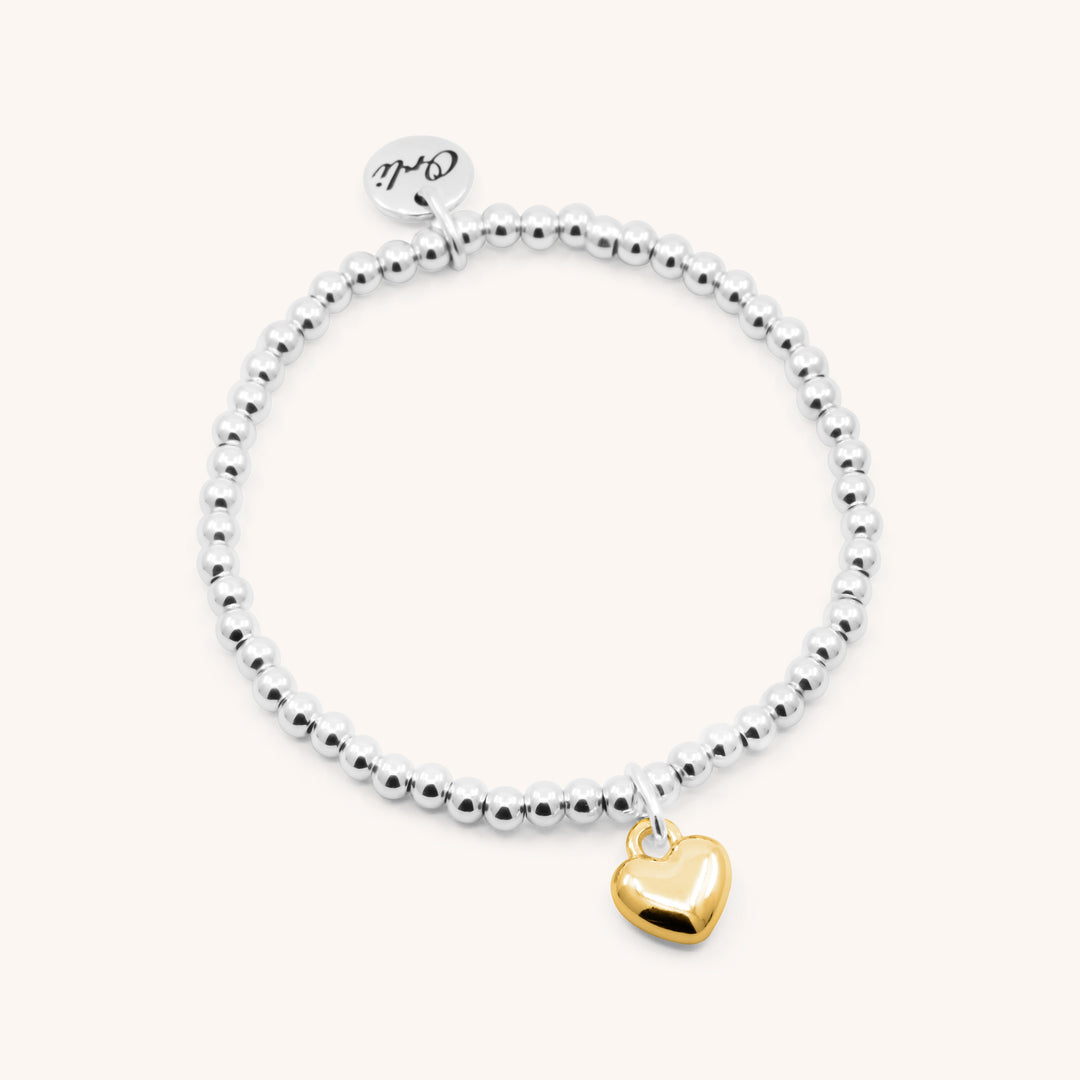 Puffed Heart Personalised Beads Bracelet