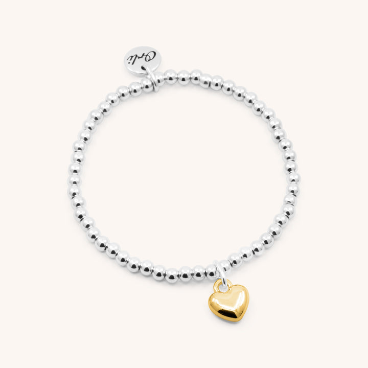 Puffed Heart Personalised Beads Bracelet