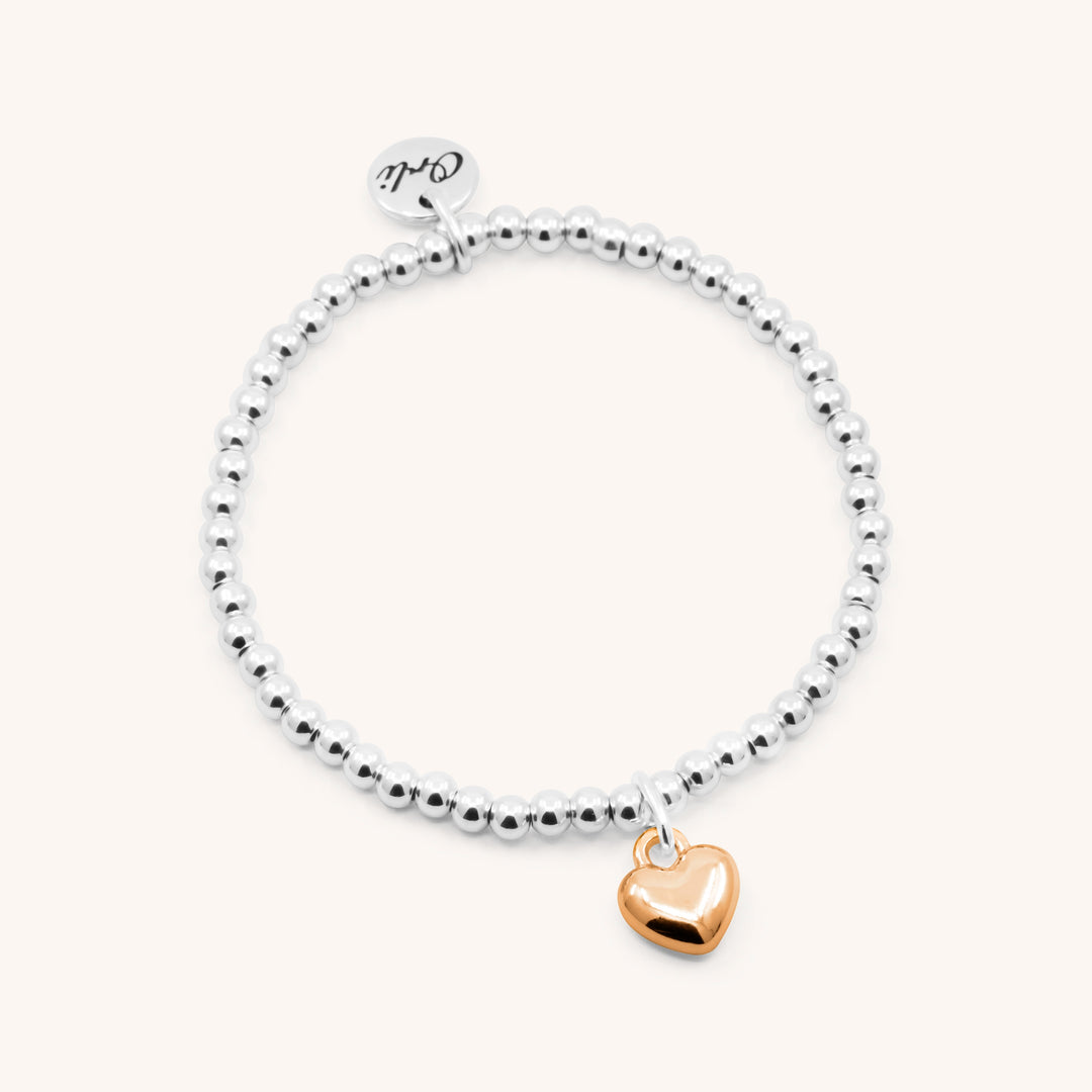 Puffed Heart Personalised Beads Bracelet