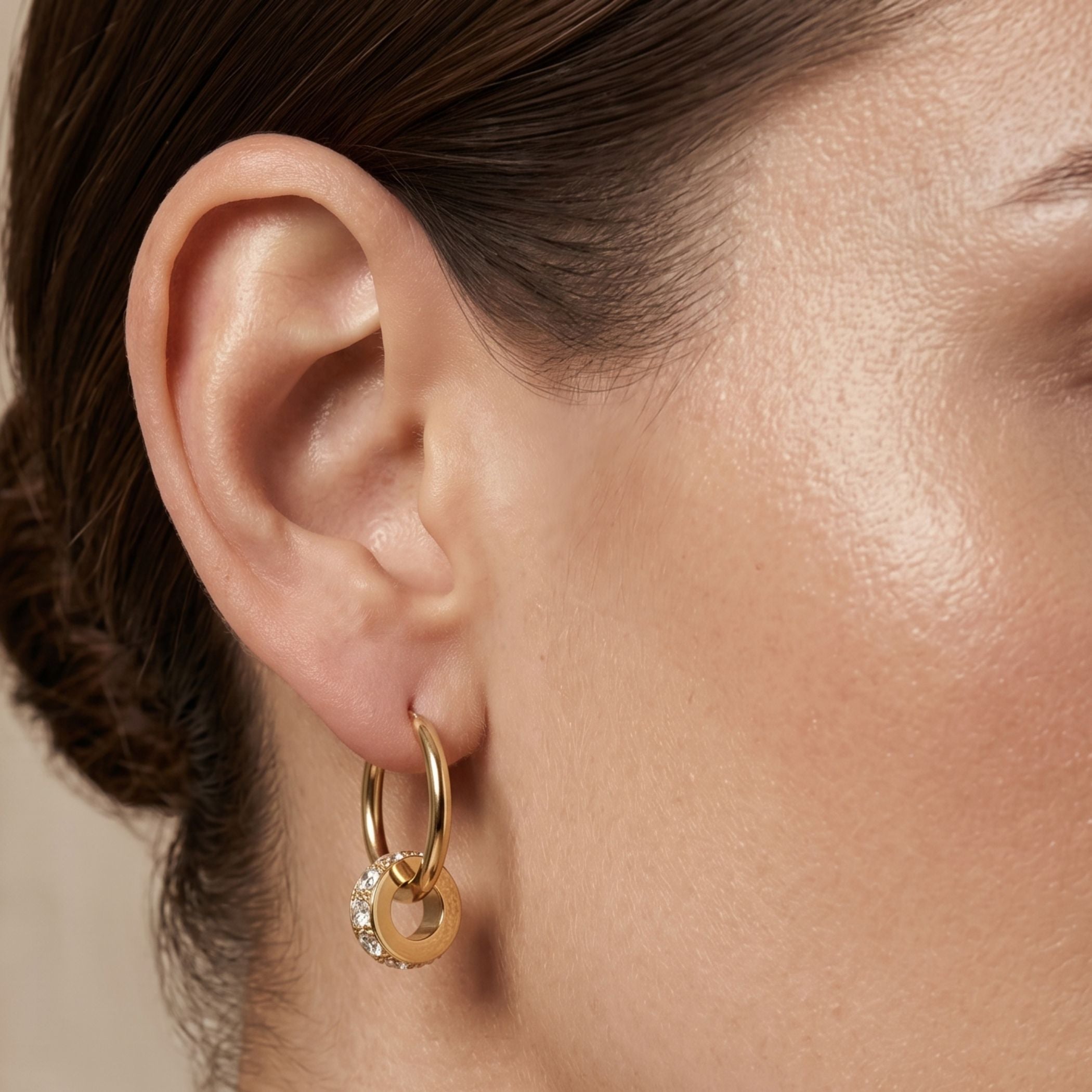 Birthstone Glider Hoop Earrings in Gold