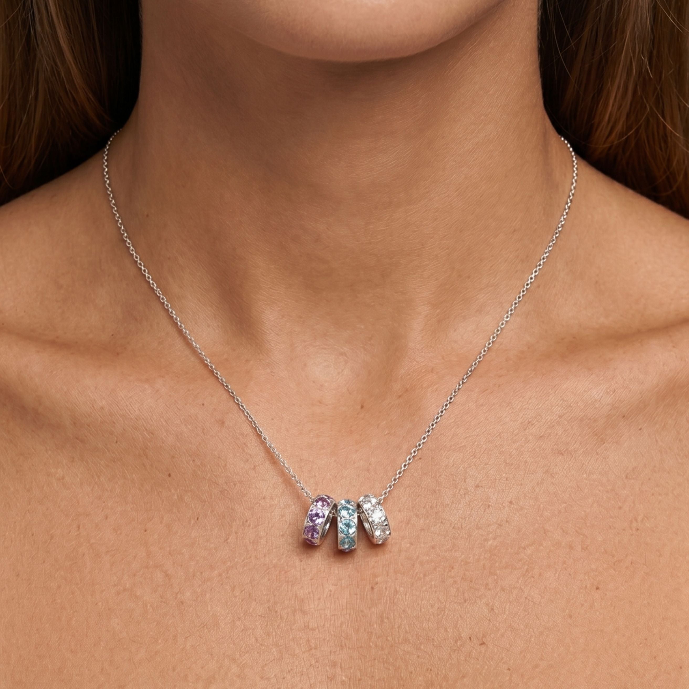 Birthstone Glider Necklace in Silver