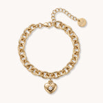 Birthstone Heart Chunky Bracelet in Gold