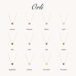 Birthstone Pavé Disc Necklace in Gold — January to December birth month chart