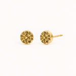 Birthstone Pavé Disc Stud Earrings in Gold – August