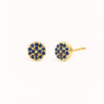 Birthstone Pavé Disc Stud Earrings in Gold – December
