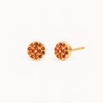 Birthstone Pavé Disc Stud Earrings in Gold – January