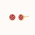 Birthstone Pavé Disc Stud Earrings in Gold – July
