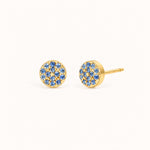 Birthstone Pavé Disc Stud Earrings in Gold – March