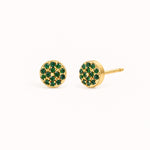 Birthstone Pavé Disc Stud Earrings in Gold – May