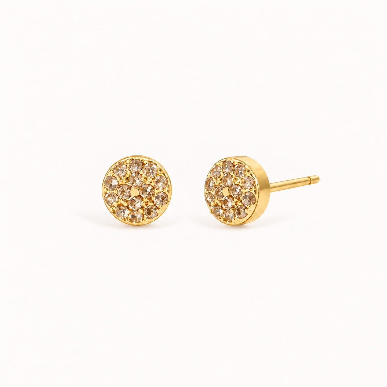 Birthstone Pavé Disc Stud Earrings in Gold – November