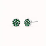 Birthstone Pavé Disc Stud Earrings in Silver – May