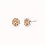 Birthstone Pavé Disc Stud Earrings in Silver – November