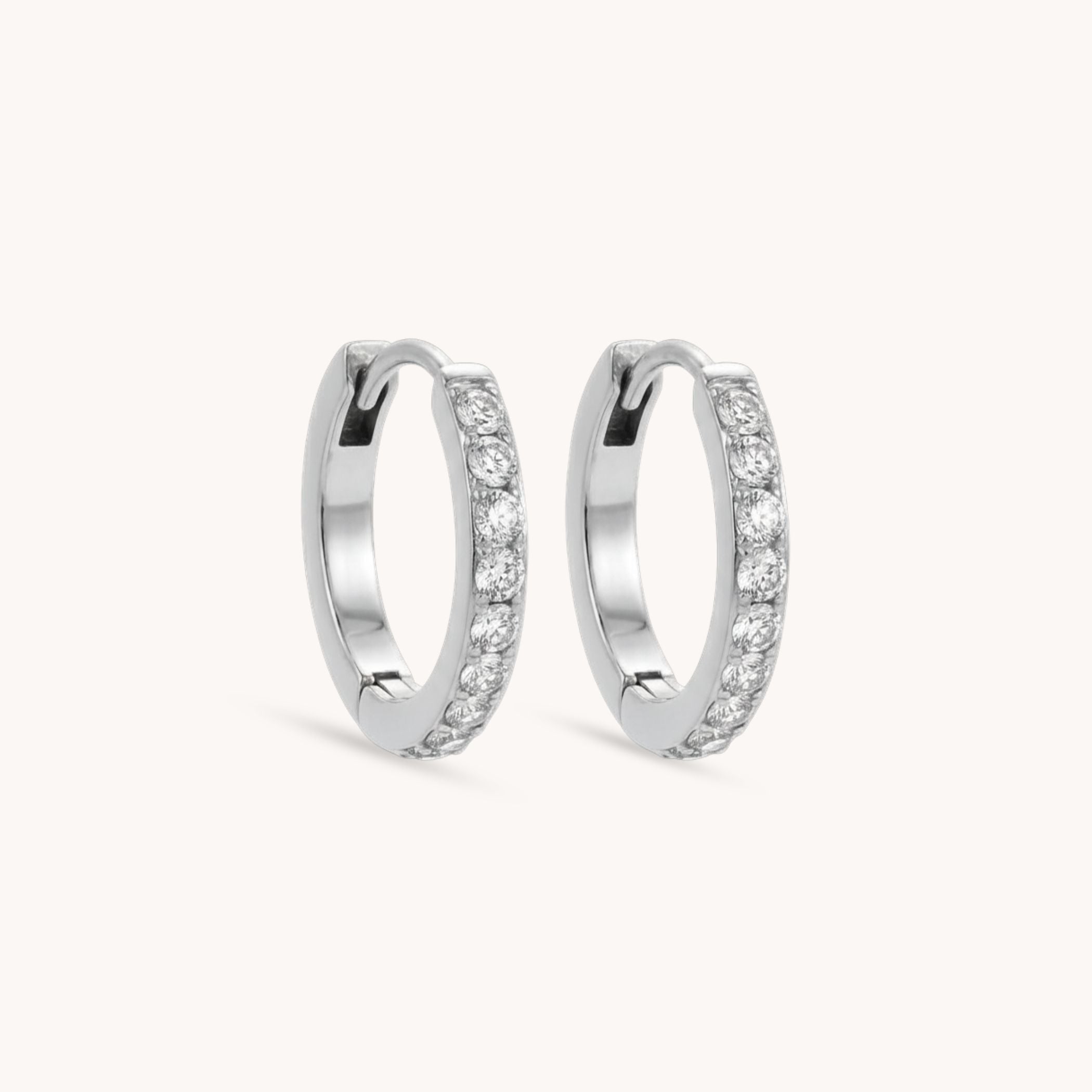 Birthstone Pavé Huggie Hoops in Silver