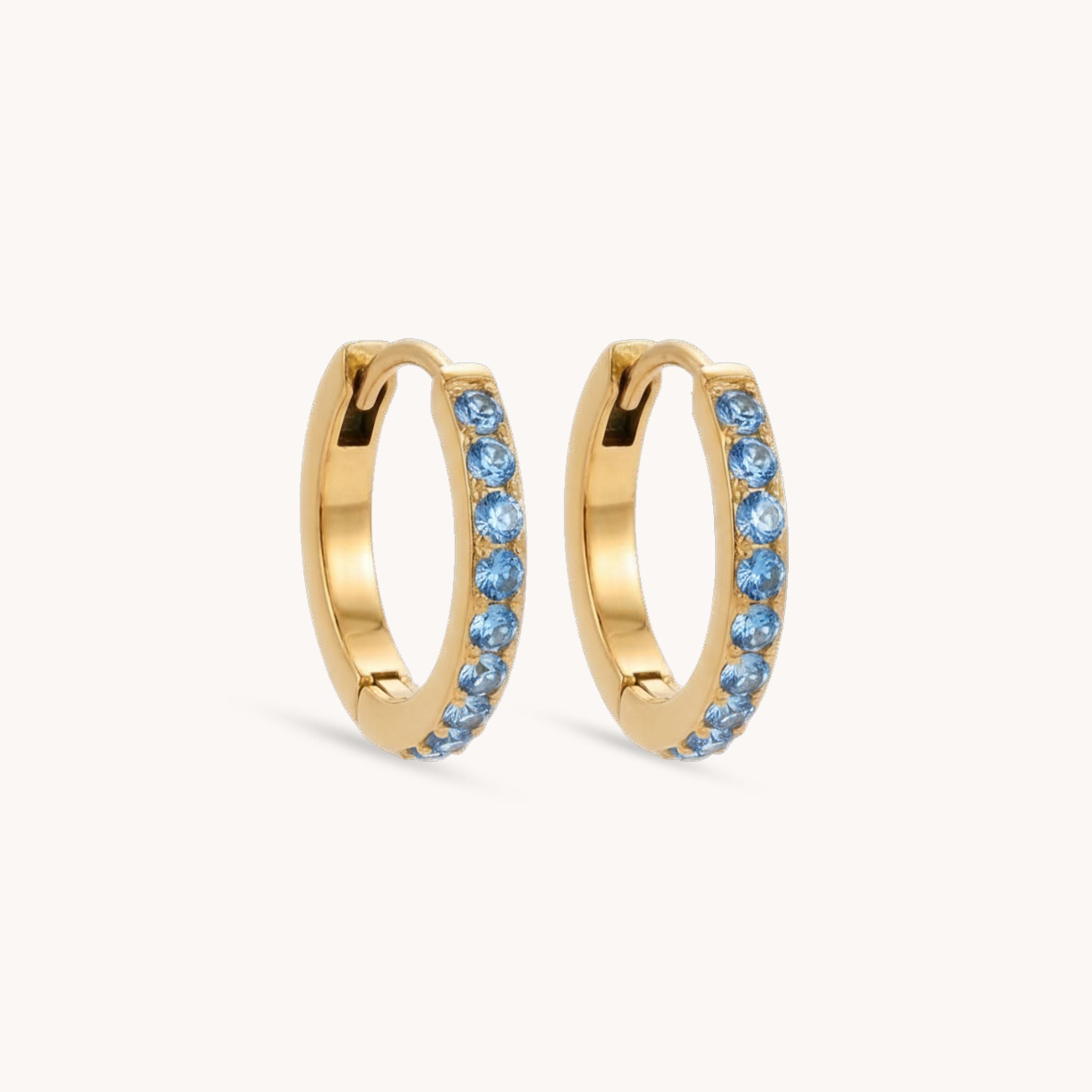 Birthstone Pavé Huggie Hoops in Gold