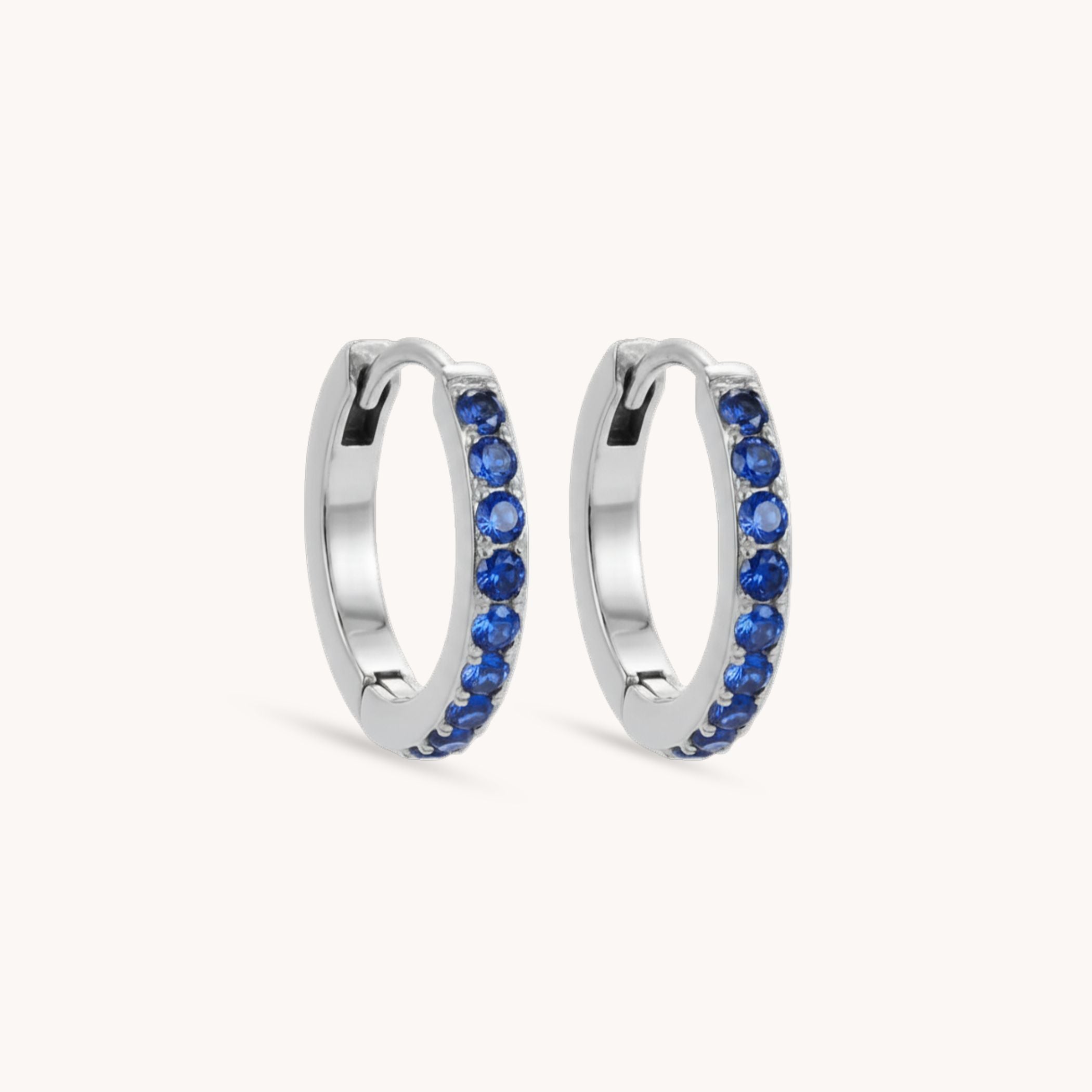 Birthstone Pavé Huggie Hoops in Silver