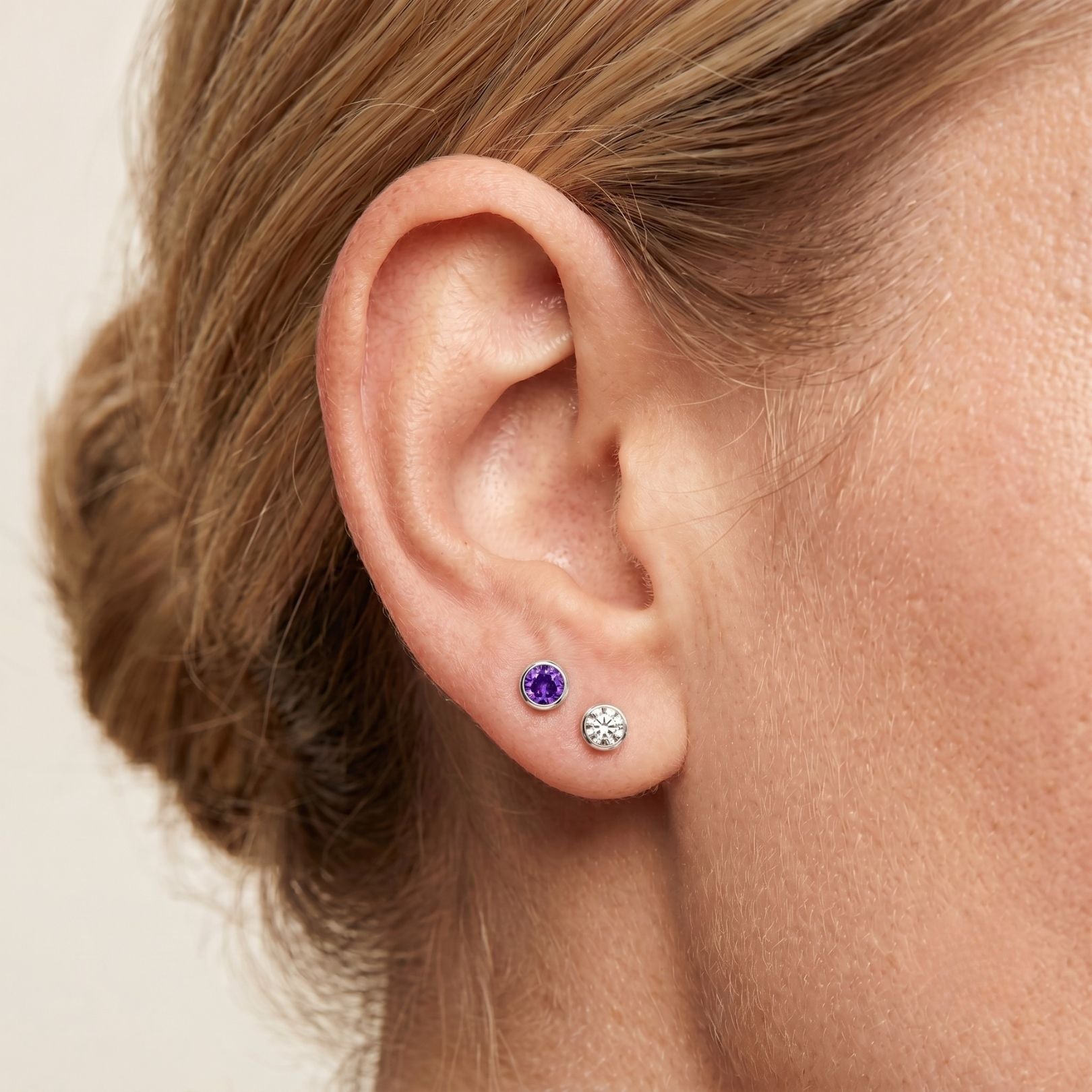 Mini Birthstone Stud Earrings in Silver