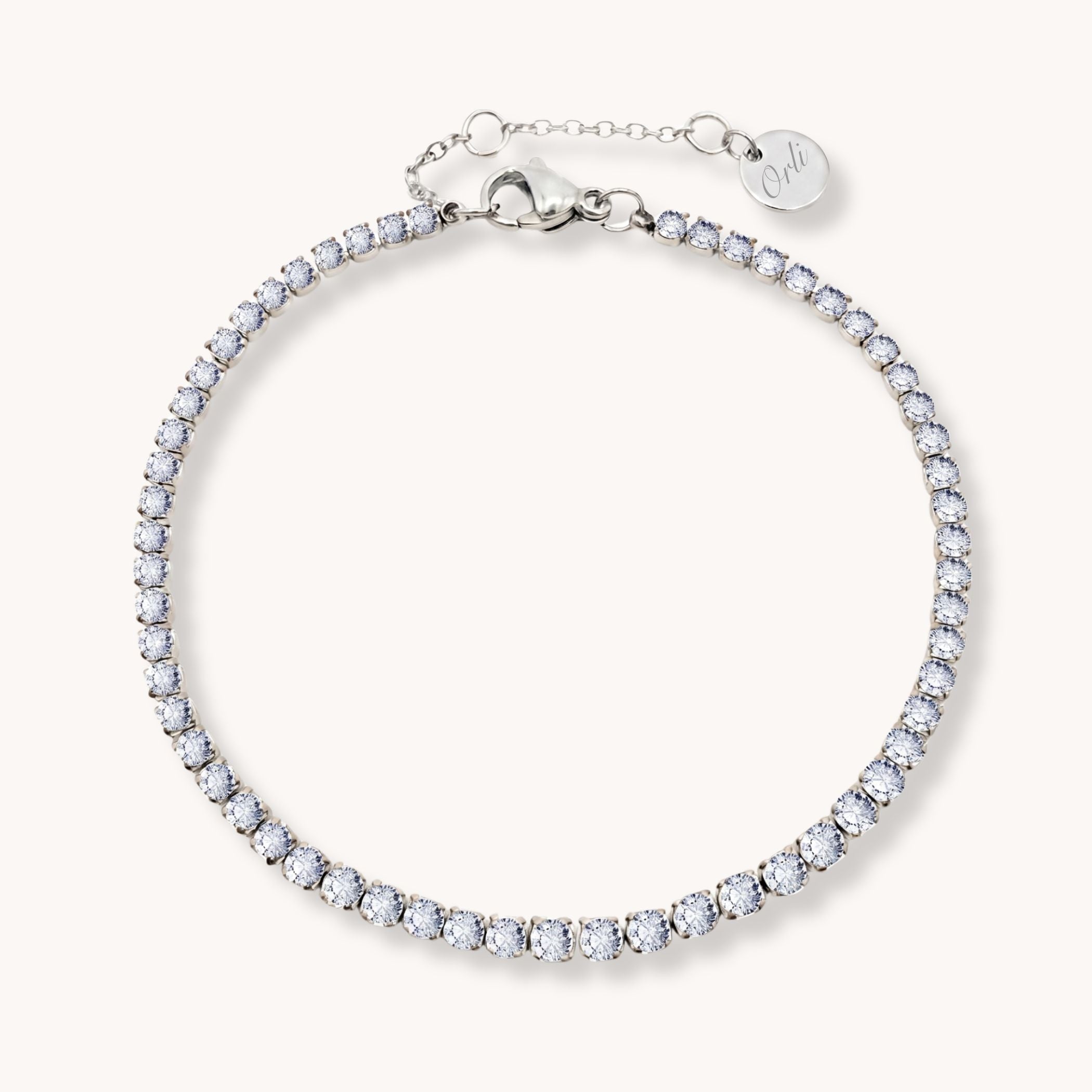 Birthstone Tennis Bracelet Silver - April (Diamond)