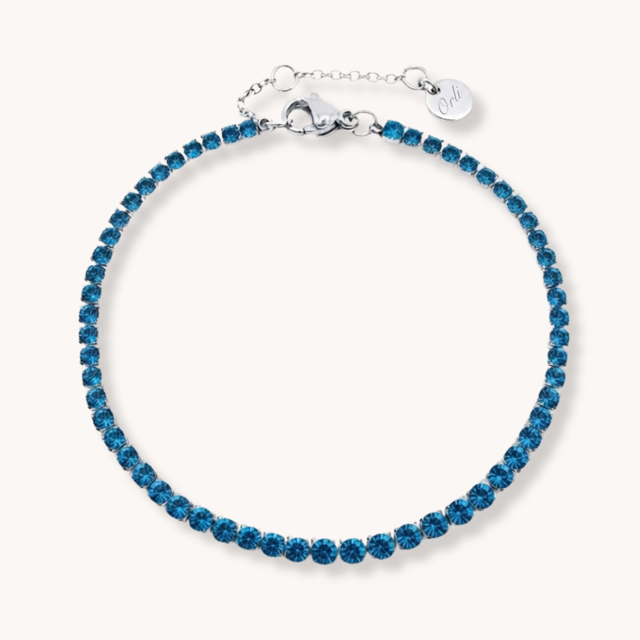 Birthstone Tennis Bracelet - December - Blue Topaz - Silver