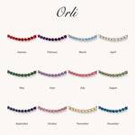 Birthstone Tennis Bracelet in Gold — January to December birth month chart