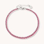 Birthstone Tennis Bracelet Silver - July (Ruby)