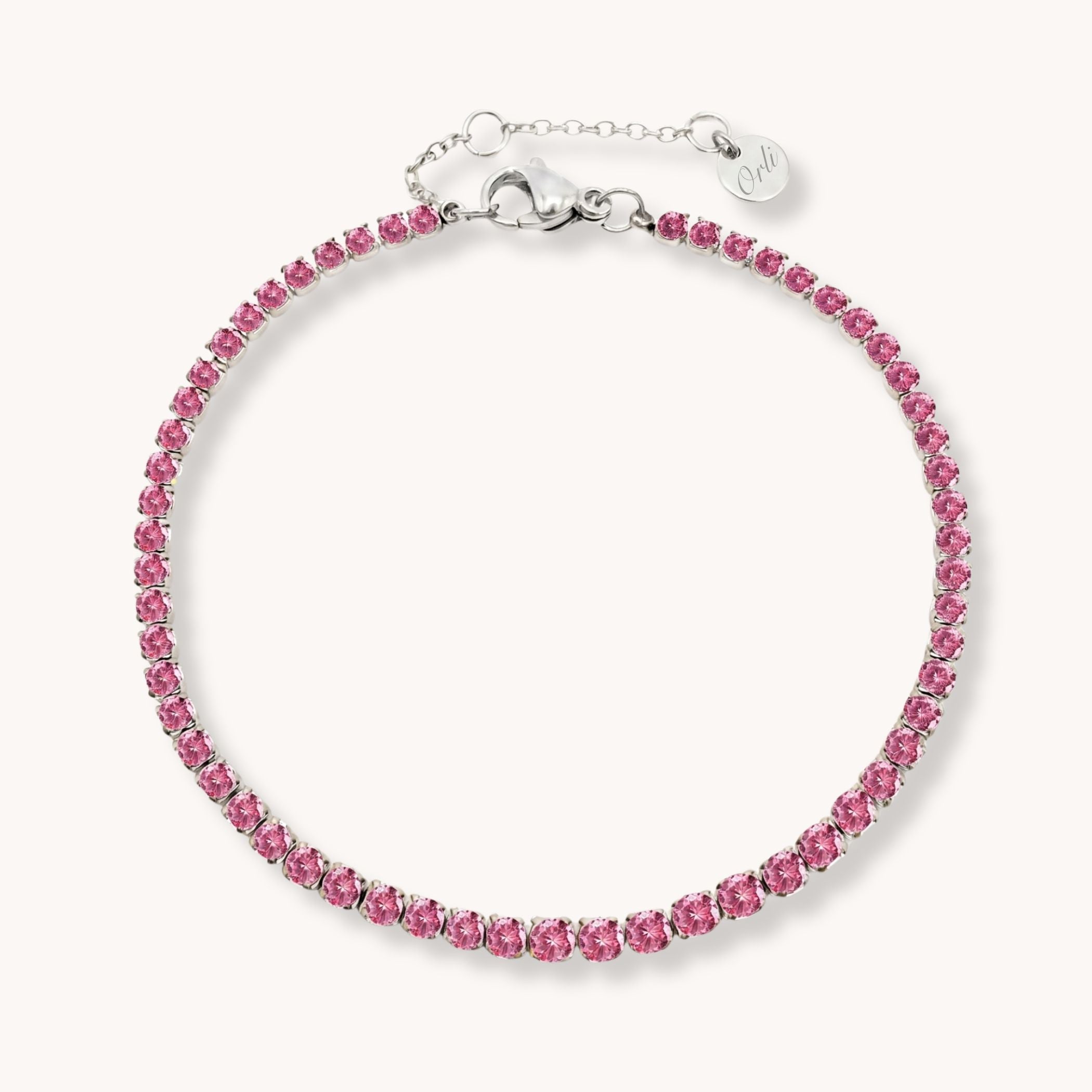 Birthstone Tennis Bracelet Silver - July (Ruby)