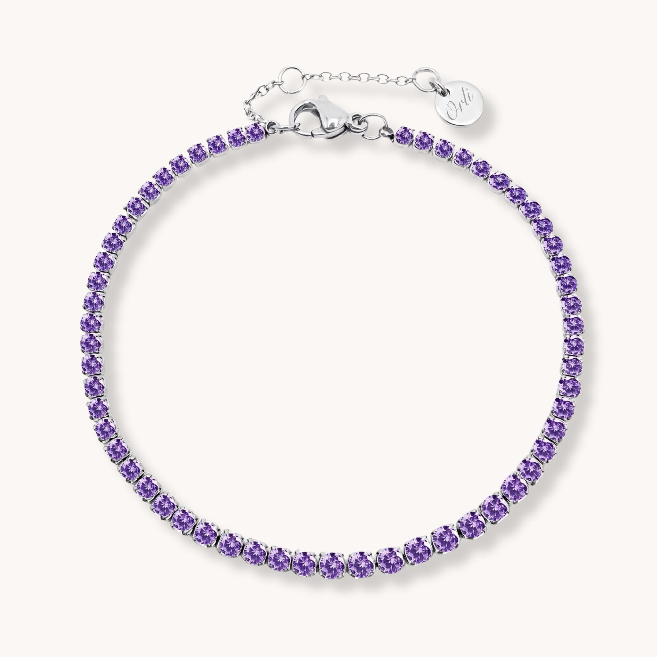 Birthstone Tennis Bracelet Silver - June (Alexandrite)