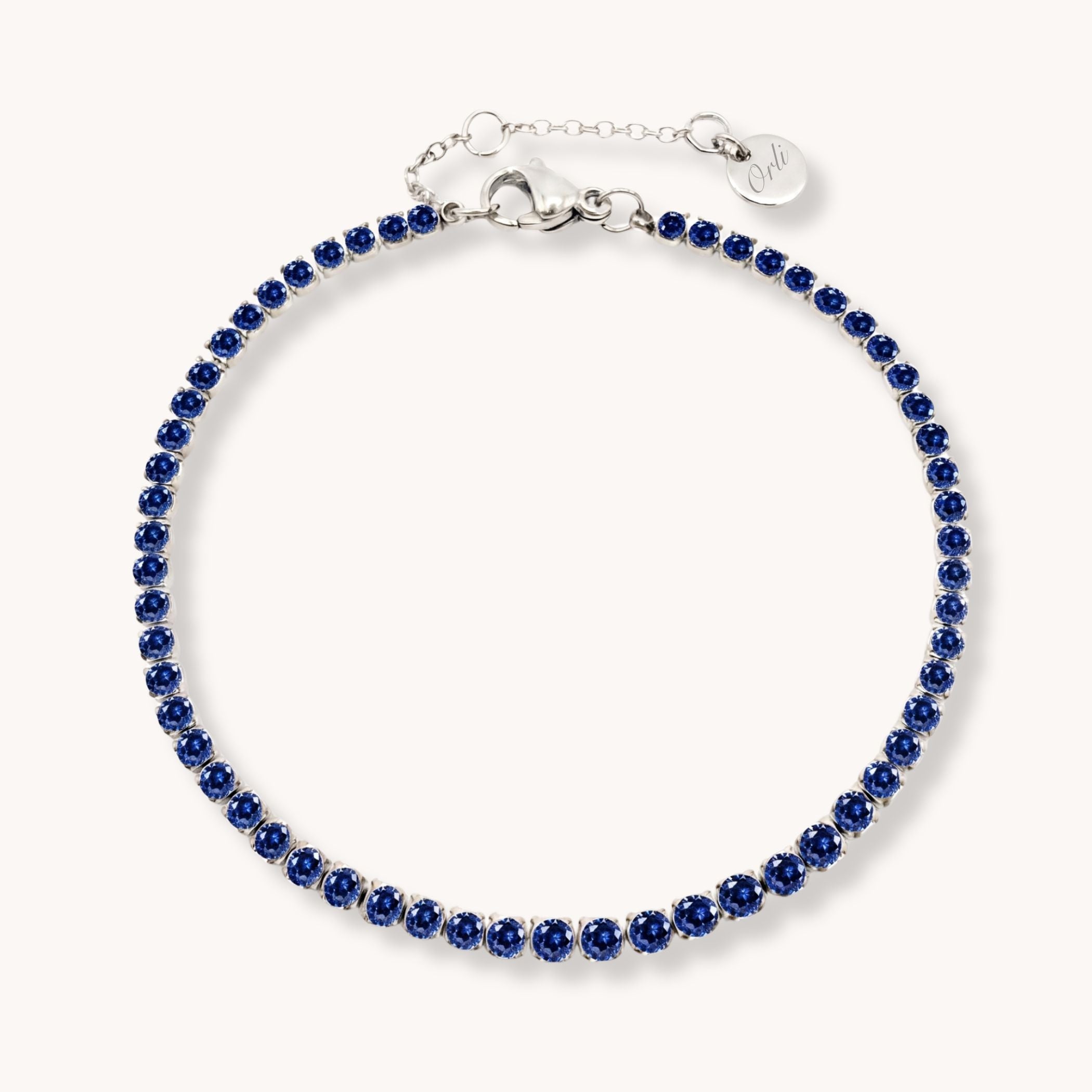 Birthstone Tennis Bracelet - September - Sapphire - Silver